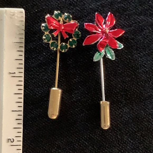 Christmas Holiday- set of 2 stick pins - Picture 2 of 6